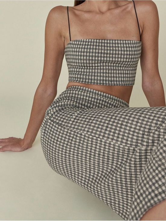 Reformation Dresses & Skirts - Reformation Callista Black and Cream Plaid Pencil Skirt